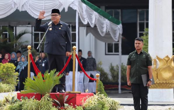 Pj Bupati Bangka M Haris saat jadi pembina upacara hari kesaktian pancasila. Ft Diskominfotik