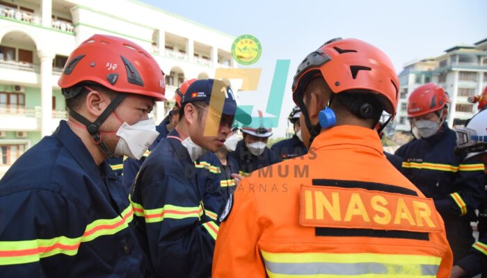 Tim INASAR Lanjutkan Pencarian Korban Gempa di Naypyitaw, Myanmar