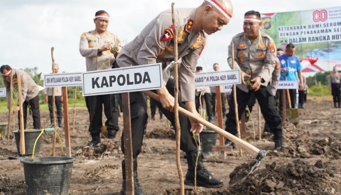 Polda Babel Tanam Ribuan Pohon Sambut HUT ke-80 RI