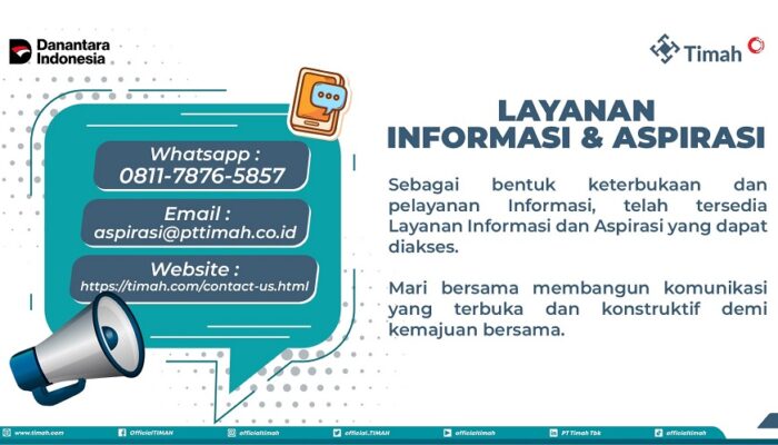 Sampaikan Aspirasi Lebih Mudah, PT TIMAH Tbk Hadirkan Layanan Informasi dan Aspirasi untuk Masyarakat