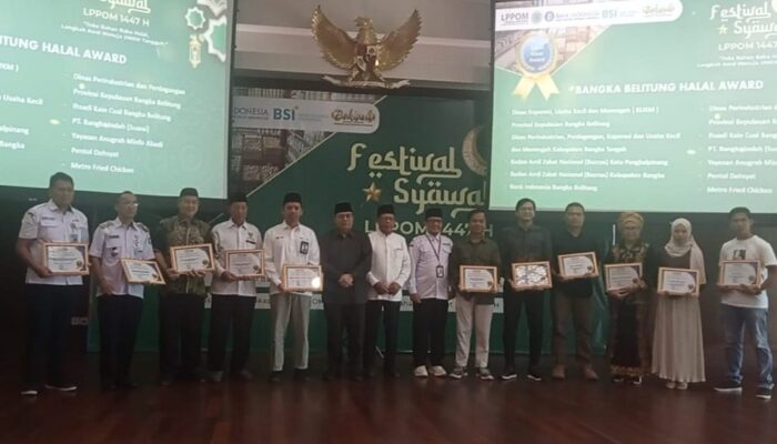 Dinas KUKM Babel Raih Penghargaan Mitra Strategis dari LPPOM MUI