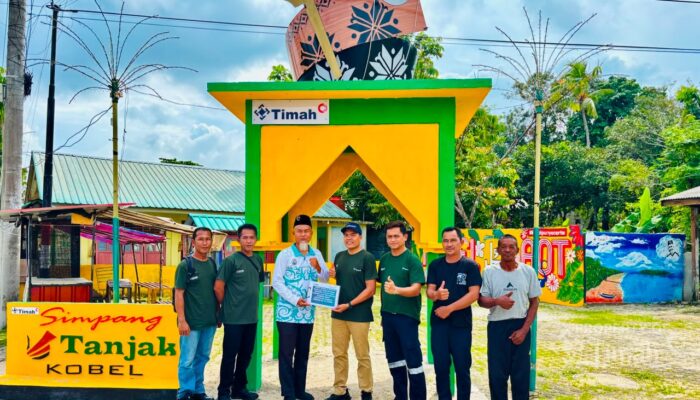 PT TIMAH Dukung Pembangunan Gerbang Tanjak, Perkuat Identitas Budaya Melayu di Desa Sawang Laut 