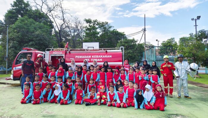 Belajar Keselamatan dengan Seru, Puluhan Siswa TK Antusias Ikuti Edukasi Kebakaran dari PT TIMAH