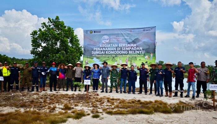 Aksi Nyata Hari Lingkungan Hidup, PT TIMAH Tanam Ratusan Pohon di Sempadan Sungai Romodong 